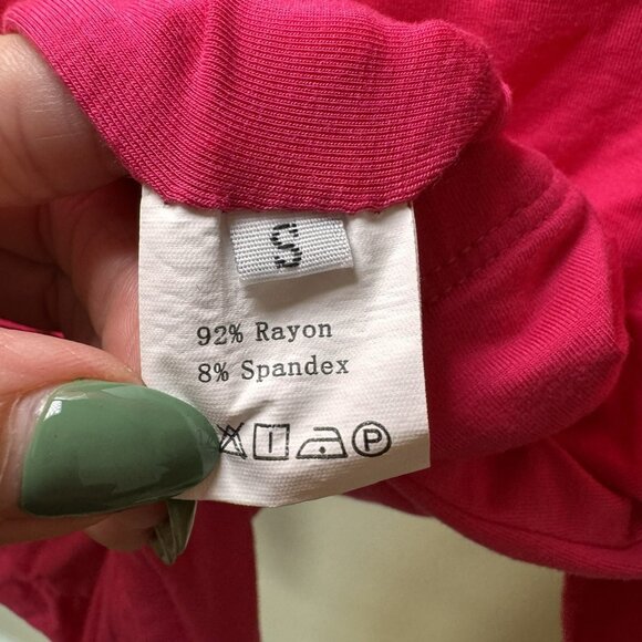 Solid Long Sleeve Round Neck Crop T Shirt Top Size Small Soft Double Lined - Picture 4 of 5